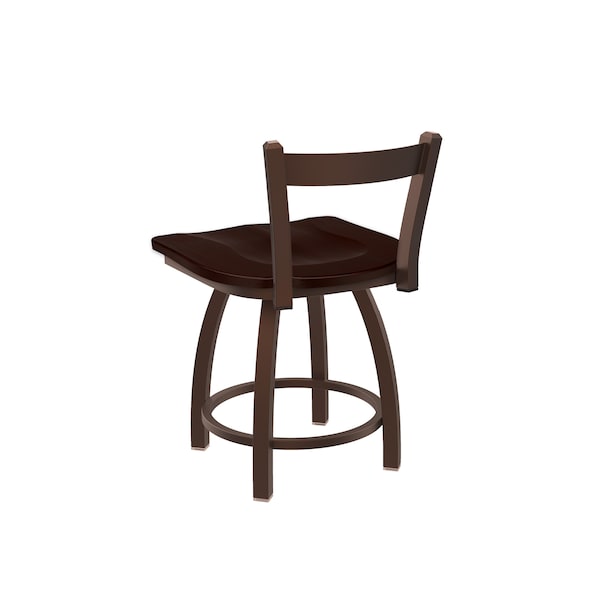 18 Low Back Swivel Vanity Stool,Bronze Finish,Dark Cherry Maple Seat